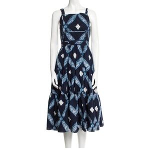 Tie Navy Blue Patterned Dress